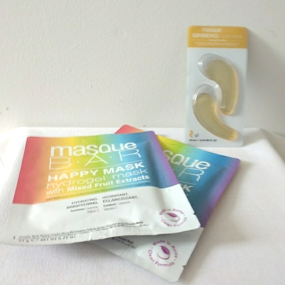 masqueBAR Happy Mask Hydrogel Masks And Ginseng Hydro Eye Mask
